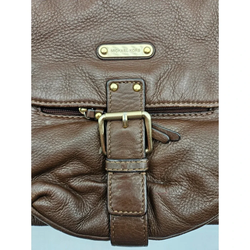 Michael Kors Brown Pebbled Leather‎ Crossbody Bag Satchel Purse Handbag - Picture 4 of 11